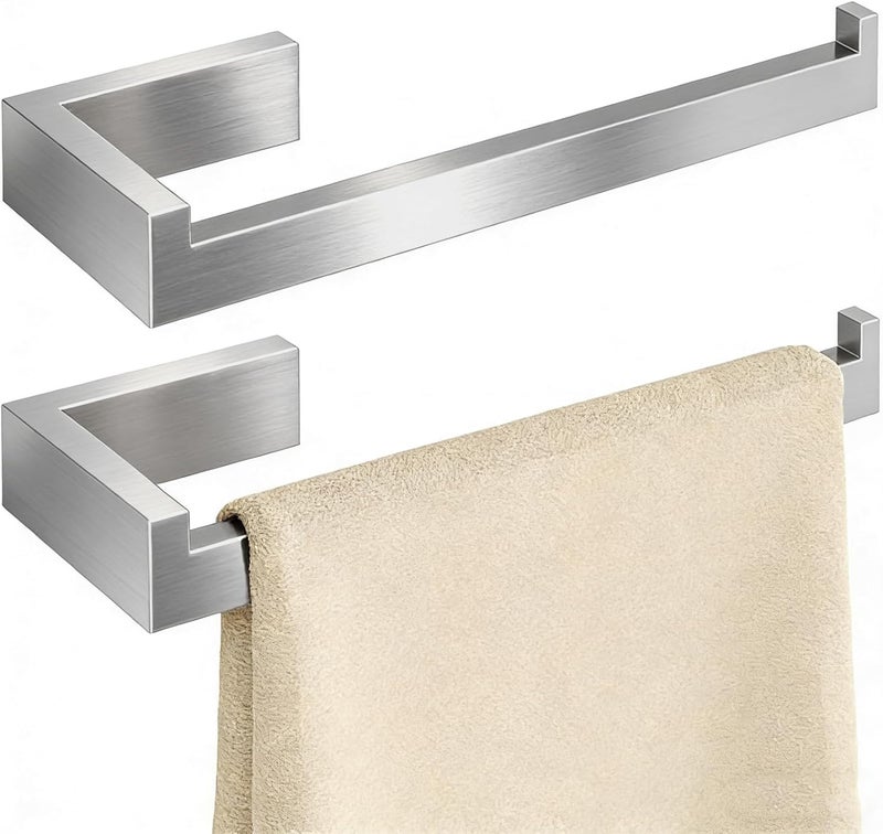 Gypie Brushed Nickel Towel Rack, Hand Towel Holder for Bathroom, Kitchen, Cabinet Wall 2 Pack, Stainless Steel - Image 1